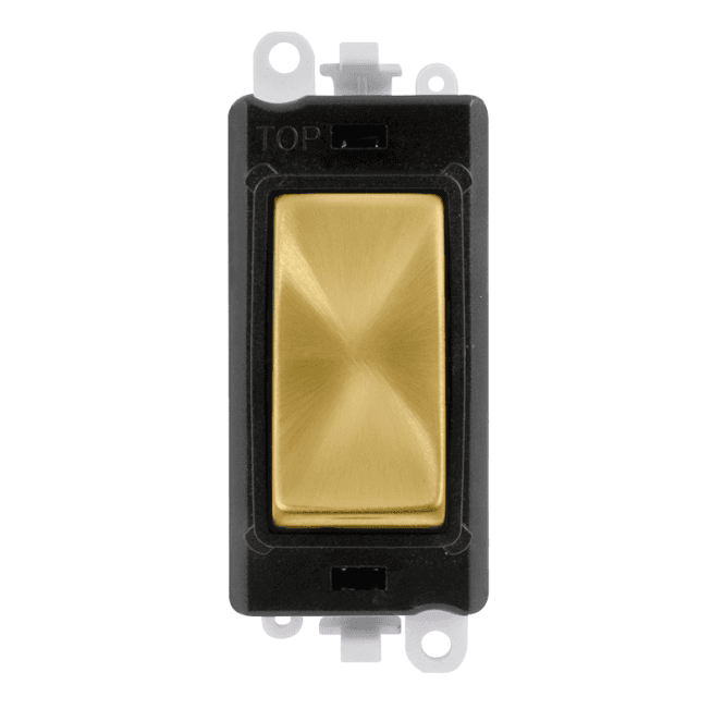 Click Switches and Sockets GM2028BKSB 20A Intermediate Switch Module with Black Insert in Satin Brass
