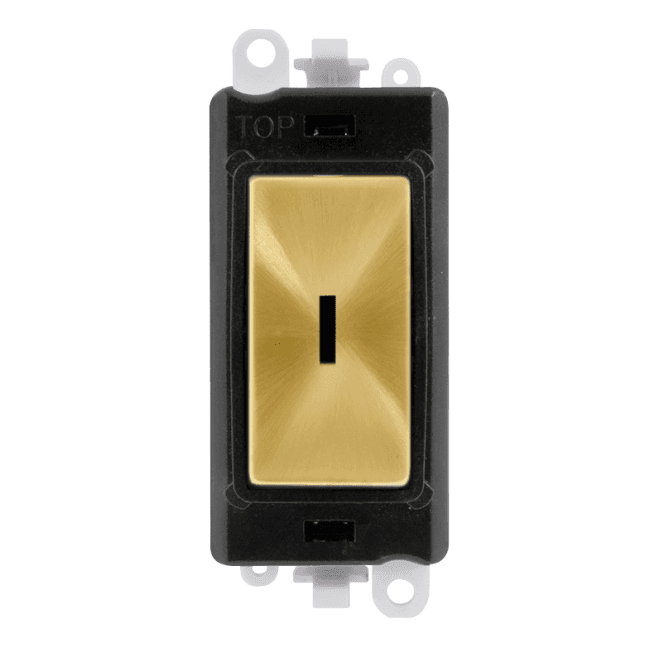 Click Switches and Sockets GM2029BKSB 20A Intermediate Keyswitch Module with Black Insert in Satin Brass