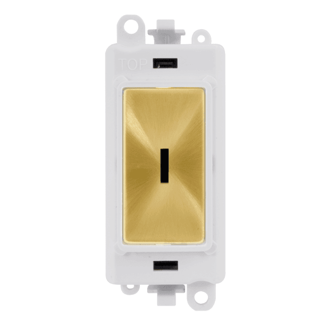 Click Switches and Sockets GM2029PWSB 20A Intermediate Keyswitch Module with White Insert in Satin Brass