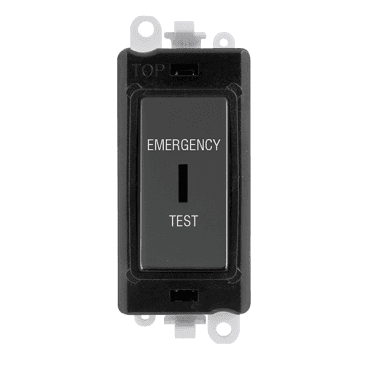 GM2046BKBNET 20A DP Keyswitch Module marked "EMERGENCY TEST" in Black Nickel