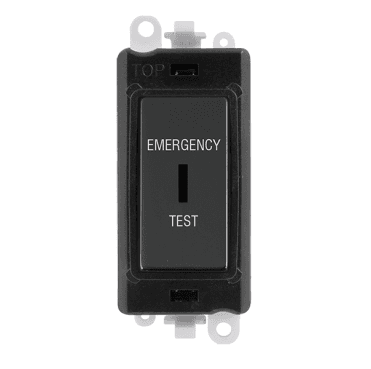 GM2046BKMBET 20A DP Keyswitch Module marked "EMERGENCY TEST" in Matt Black