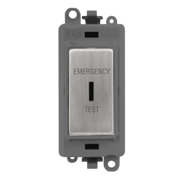 GM2046GYSSET 20A DP Keyswitch Module marked "EMERGENCY TEST" with Grey Insert in Stainless Steel