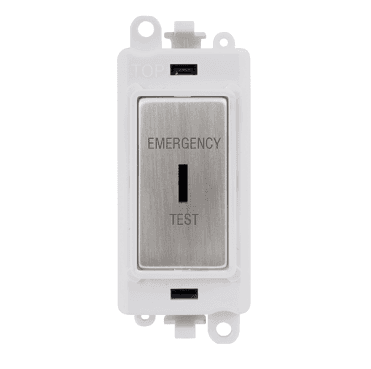 GM2046PWSSET 20A DP Keyswitch Module marked "EMERGENCY TEST" with White Insert in Stainless Steel