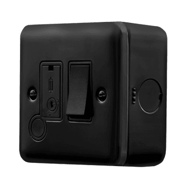 MCP051BK Metal Clad 13A Switched Fused Spur with Flex Outlet in Black