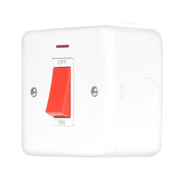 MCP201PW Metal Clad 1G 50A DP Switch with Neon in White