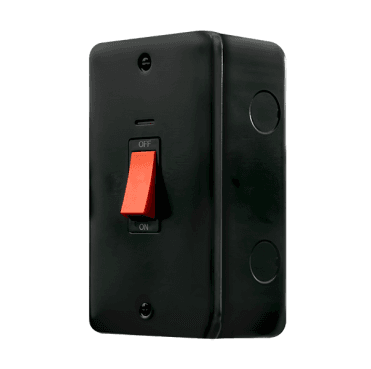 MCP203BK Metal Clad 2G 50A DP Switch with Neon in Black