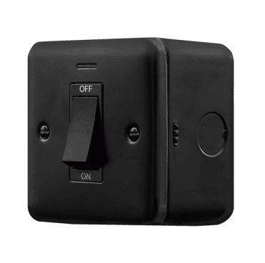 MCP501BK Metal Clad 1G 50A DP Switch with Neon and Black Rocker in Black