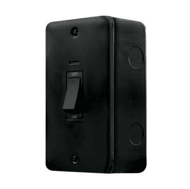 MCP503BK Metal Clad 2G 50A DP Switch with Neon and Black Rocker in Black