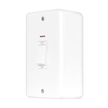 MCP503PW Metal Clad 2G 50A DP Switch with Neon and White Rocker in White