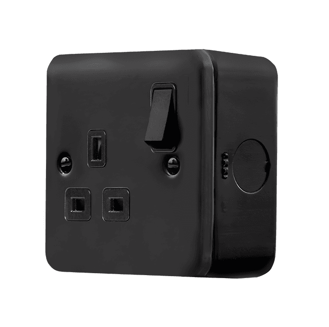 Click Switches and Sockets MCP535BK Metal Clad 13A Single Switched Socket in Black