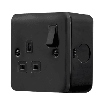 MCP535BK Metal Clad 13A Single Switched Socket in Black