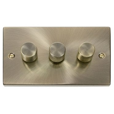 VPAB163 Decorative 3G 100w LED Dimmer Switch in Antique Brass