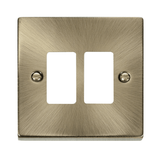 Click Switches and Sockets VPAB20402 2G Grid Faceplate in Antique Brass