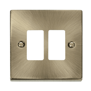 VPAB20402 2G Grid Faceplate in Antique Brass