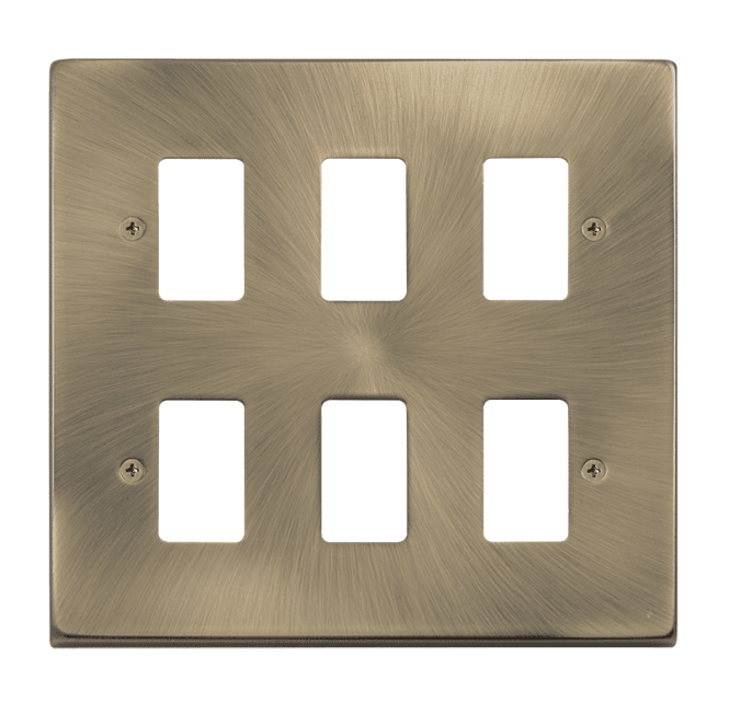Click Switches and Sockets VPAB20506 6G Grid Faceplate in Antique Brass