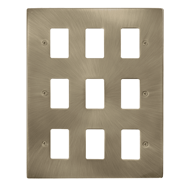 Click Switches and Sockets VPAB20509 9G Grid Faceplate in Antique Brass