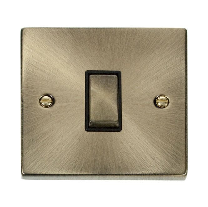 Click Switches and Sockets VPAB411BK Decorative 1G 2W Ingot Switch with Black Insert in Antique Brass