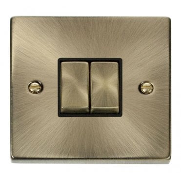 Click Switches and Sockets VPAB412BK Decorative 2G 2W Ingot Switch with Black Insert in Antique Brass