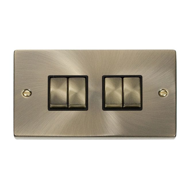 Click Switches and Sockets VPAB414BK Decorative 4G 2W Ingot Switch with Black Insert in Antique Brass