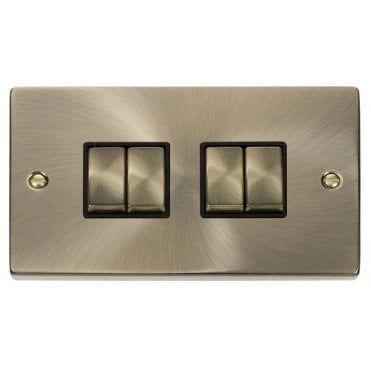 VPAB414BK Decorative 4G 2W Ingot Switch with Black Insert in Antique Brass