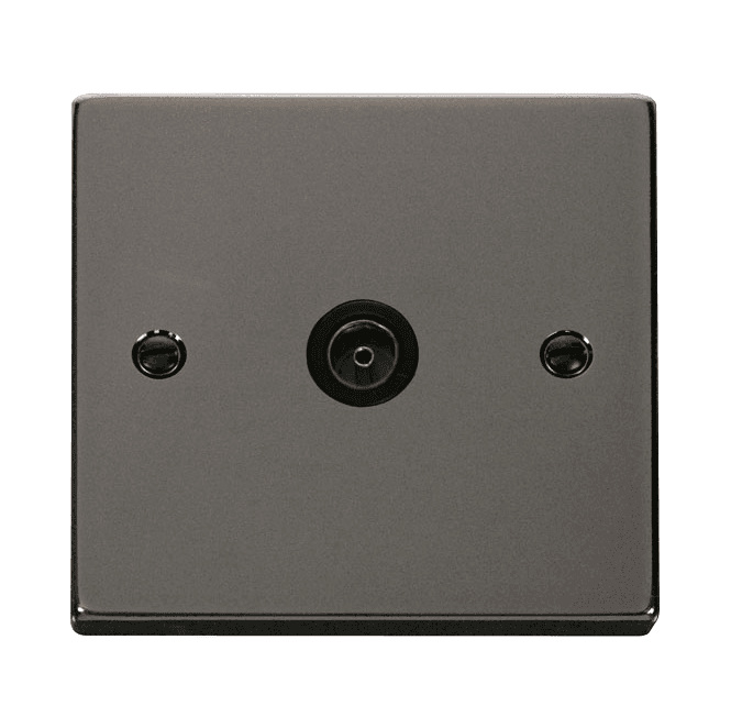 Click Switches and Sockets VPBN065BK Decorative Single Coaxial Outlet with Black Insert in Black Nickel