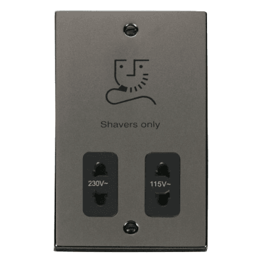 VPBN100BK Decorative Dual Voltage Shaver Socket with Black Insert in Black Nickel