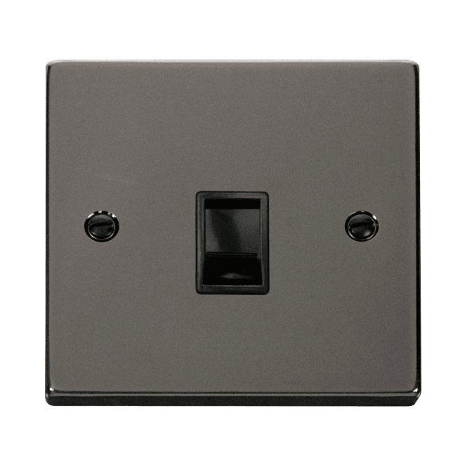 Click Switches and Sockets VPBN115BK Decorative Single RJ11 Outlet with Black Insert in Black Nickel