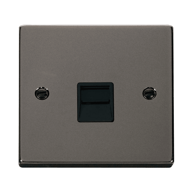 Click Switches and Sockets VPBN120BK Decorative Single Telephone Master Outlet with Black Insert in Black Nickel