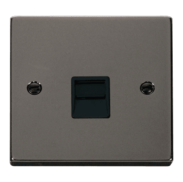 VPBN125BK Decorative Single Telephone Secondary Outlet with Black Insert in Black Nickel