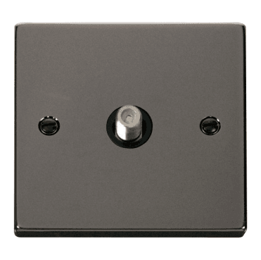 VPBN156BK Decorative Non Isolated Single Satellite Outlet with Black Insert in Black Nickel
