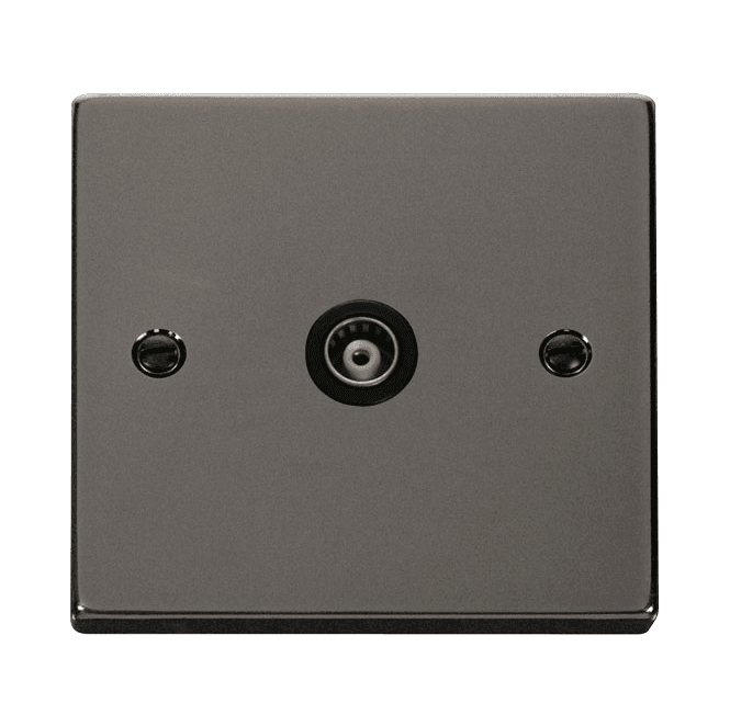 Click Switches and Sockets VPBN158BK Decorative Single Isolated Coaxial Outlet with Black Insert in Black Nickel