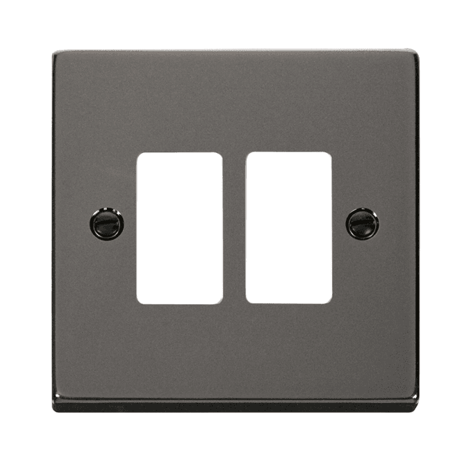 Click Switches and Sockets VPBN20402 2G Grid Faceplate in Black Nickel