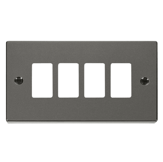 Click Switches and Sockets VPBN20404 4G Grid Faceplate in Black Nickel
