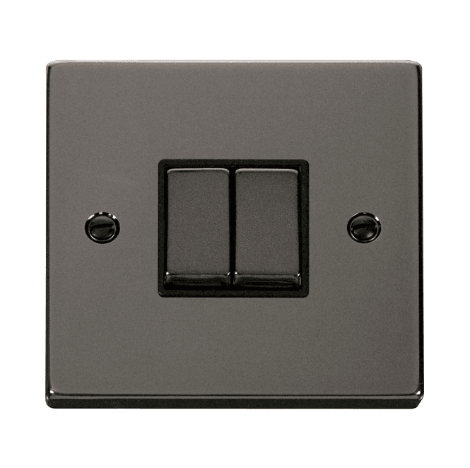 Click Switches and Sockets VPBN412BK Decorative 2G 2W Ingot Switch with Black Insert in Black Nickel