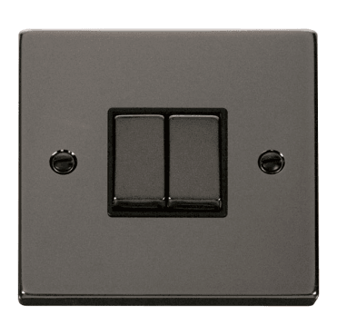 VPBN412BK Decorative 2G 2W Ingot Switch with Black Insert in Black Nickel