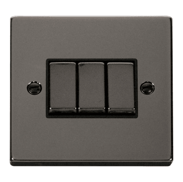 VPBN413BK Decorative 3G 2W Ingot Switch with Black Insert in Black Nickel