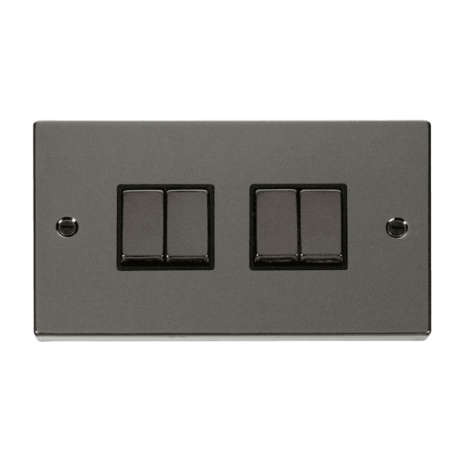 Click Switches and Sockets VPBN414BK Decorative 4G 2W Ingot Switch with Black Insert in Black Nickel