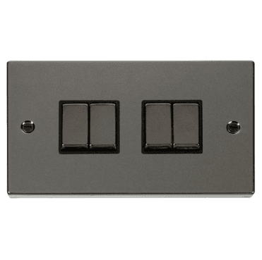 VPBN414BK Decorative 4G 2W Ingot Switch with Black Insert in Black Nickel