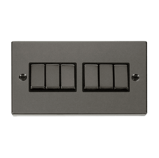 Click Switches and Sockets VPBN416BK Decorative 6G 2W Ingot Switch with Black Insert in Black Nickel