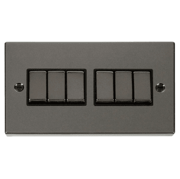 VPBN416BK Decorative 6G 2W Ingot Switch with Black Insert in Black Nickel