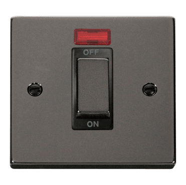 VPBN501BK Decorative 45A 1G Ingot DP Switch with Neon with Black Insert in Black Nickel