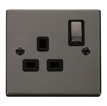 VPBN535BK Decorative Single Ingot Switched Socket with Black Insert in Black Nickel