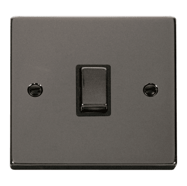 VPBN722BK Decorative 20A 1G Ingot DP Switch with Black Inserts in Black Nickel