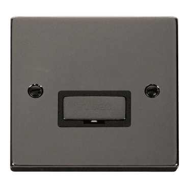 VPBN750BK Decorative 13a Ingot Unswitched Fused Spur with Black Insert in Black Nickel