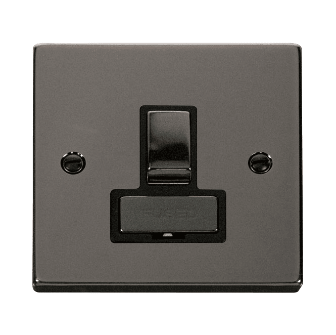Click Switches and Sockets VPBN751BK Decorative 13a Ingot Switched Fused Spur with Black Insert in Black Nickel