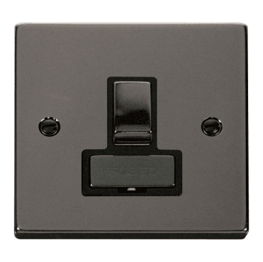 VPBN751BK Decorative 13a Ingot Switched Fused Spur with Black Insert in Black Nickel