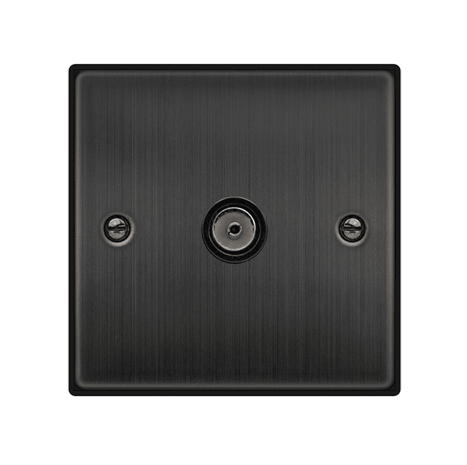 Click Switches and Sockets VPBZ065BK Decorative Single Coaxial Outlet with Black Insert in Matt Bronze