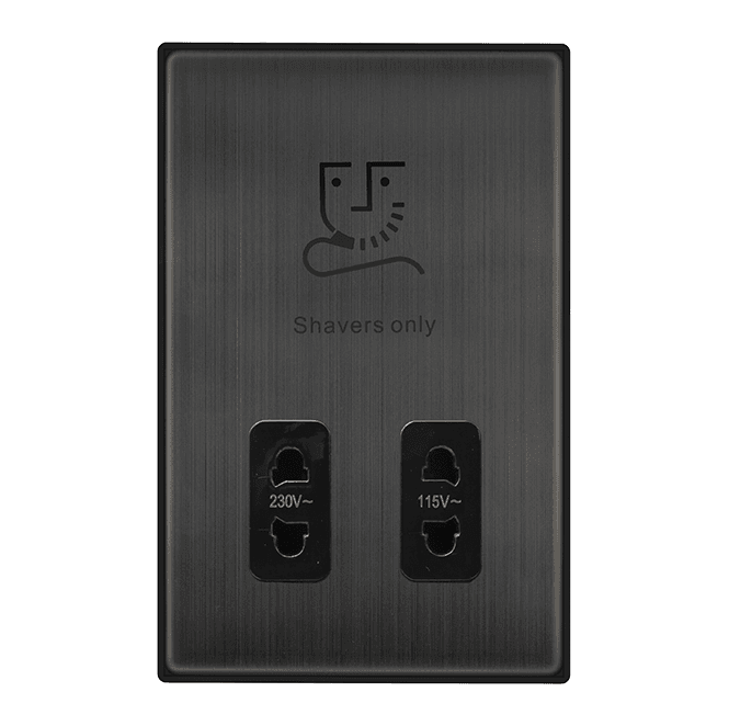 Click Switches and Sockets VPBZ100BK Decorative Dual Voltage Shaver Socket with Black Insert in Matt Bronze