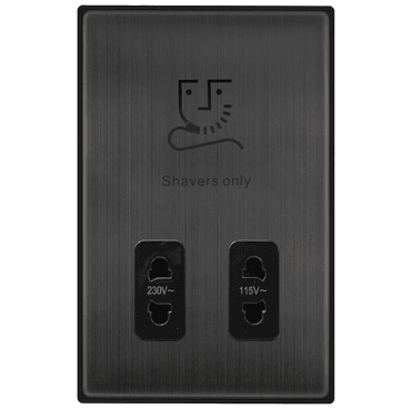 VPBZ100BK Decorative Dual Voltage Shaver Socket with Black Insert in Matt Bronze