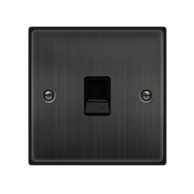 Click Switches and Sockets VPBZ115BK Decorative Single RJ11 Outlet with Black Insert in Matt Bronze